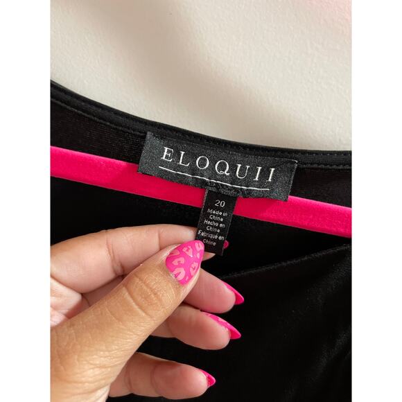 Eloquii Black Twist Detail Stretch Fit and Flare Midi Dress NWT 20W - Picture 9 of 9